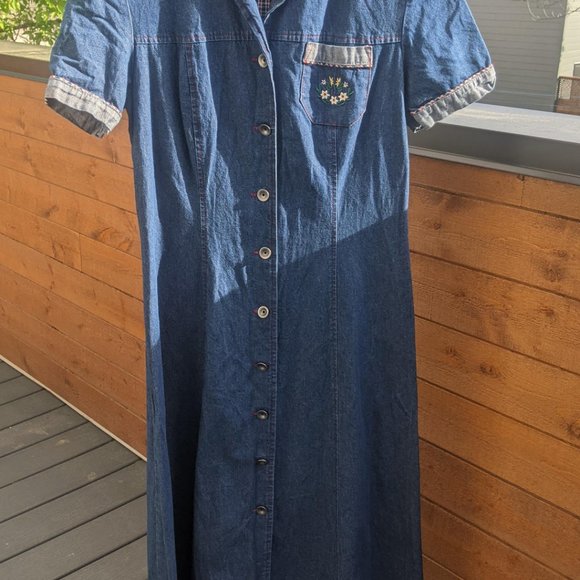 Pretty vintage denim Mango dress - size 7 - Robe maxi denim Mango - Picture 5 of 9